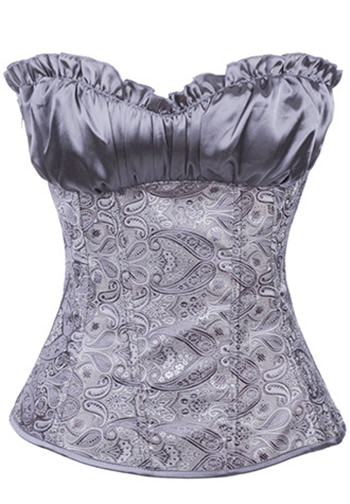 Satin Ruffle Bra Top and Brocade Corset