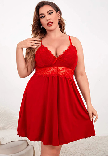 Plus Size Red Romance Sleep Chemise