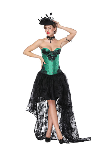 Sexy Sweetheart Overbust Corset And High Low Skirt