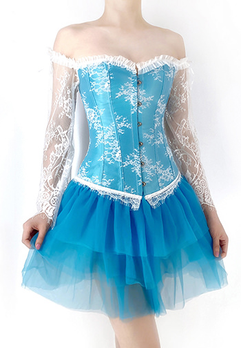 Long Sleeves Lace Up Bustier With Mini Tutu Skirt