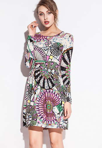 Digital Windmill Pattern Print Club Dress