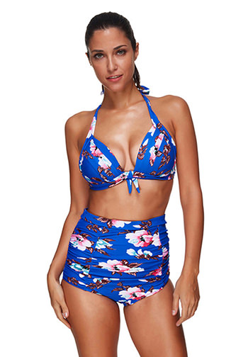 Two-piece Sexy Halter Neck Printing Swimsuit