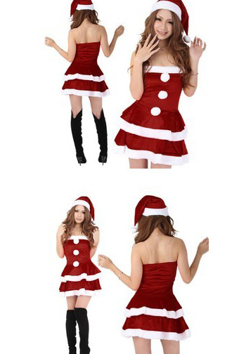 Christmas Costume Strapless Dress