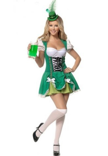 White- Green Beer Garden Girl Costume