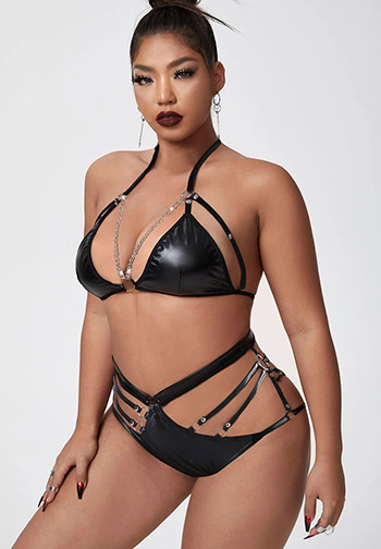 Plus Size Wishing For Me Wet Look Bra Set