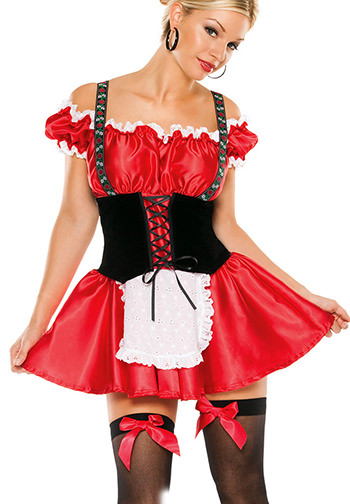 Red French Maid Style Dress Costume