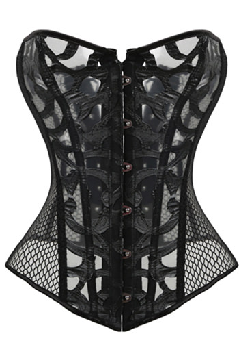 Sexy Black Full Mesh Overbust Corset