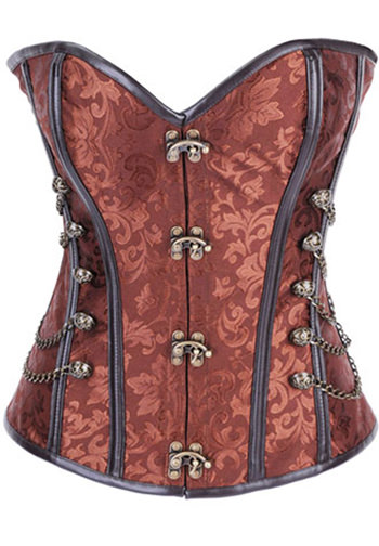 Floral Print Retro Steel Boned Buckles Corset