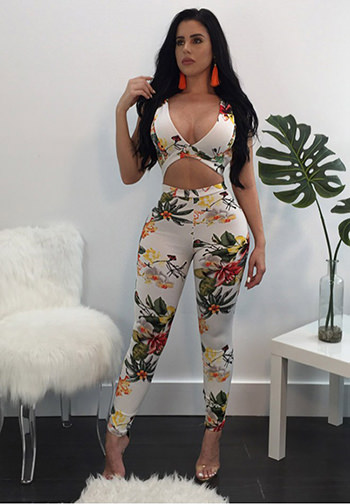 Sexy Backless Printed One-piece Jumpsuits