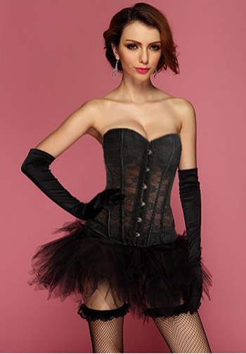 Strapless Black Lace Corset With Tutu Skirt