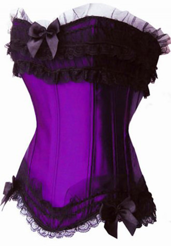 Sexy Burlesque Bridal Corset Bustier with Tulle Trims in Pink Red Purple Blue