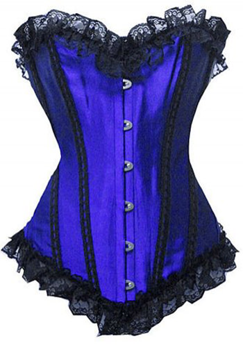 Contrasting Lines Satin Lace Corset Bustier in Red, Black, White, Blue