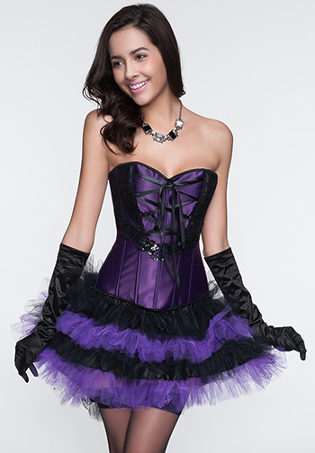 Floral Embellished Satin Corset with Beautiful Lace Pattern