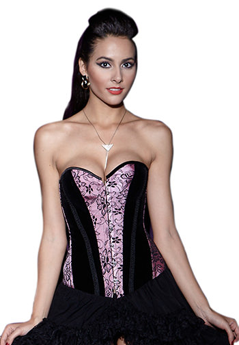 Velvet Corset With Floral Print and Stripes