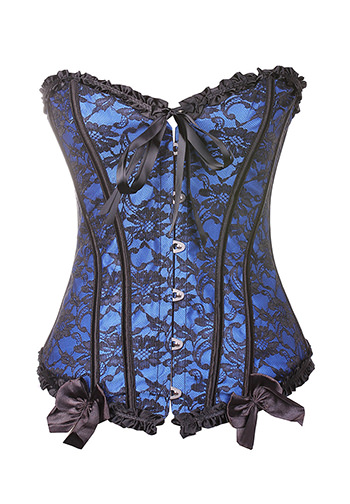 Blue Lace & Bows Burlesque Corset