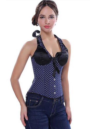 White Polka Dot Halterneck Corset