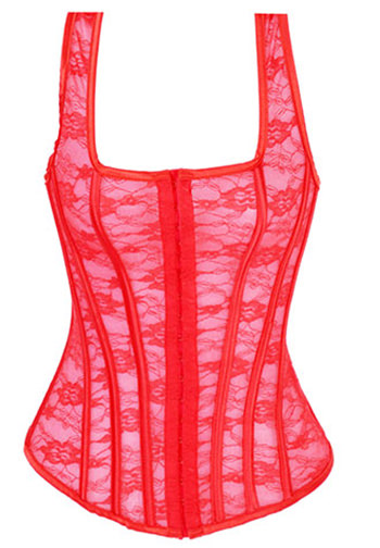 Red Lace Tank Style Boned Corset