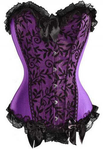 Purple Elegant Purple Lace Trimmed Corset Bustier