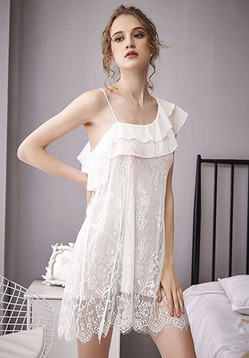 One Shoulder Ruffle Chemise