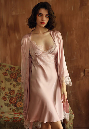 Romantic Lace Chemise and Robe Set