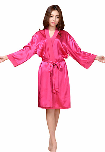 Mother of the Bride Satin Long Sleeves Kimono Robe with Gold Glitter