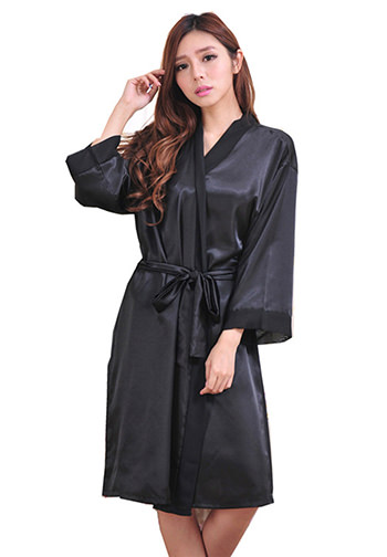 Elegant Satin Long Sleeves Kimono Robe