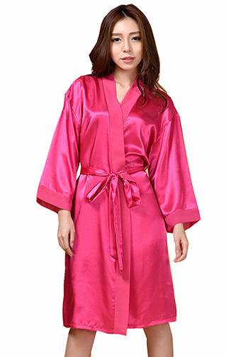 Bride Satin Long Sleeves Kimono Robe with Gold Glitter