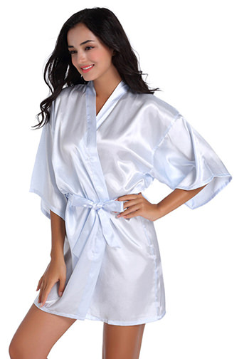 Matron of Honor Satin Kimono Robe with Gold Glitter