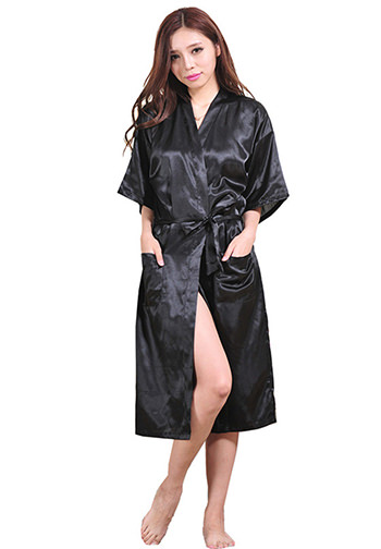 Mother of the Groom Satin Kimono Robe with Gold Glitter