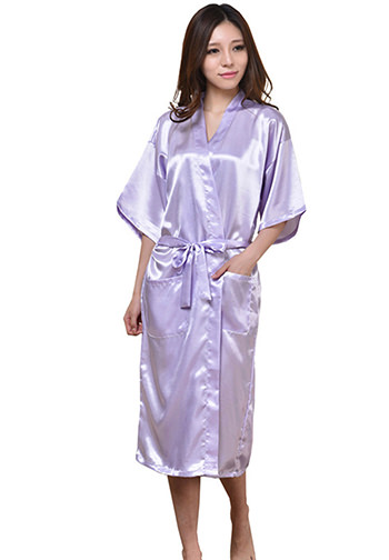 Maid of Honor Satin Kimono Robe with Gold Glitter