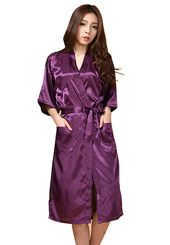 Matron of Honor Satin Kimono Robe with Gold Glitter