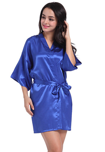 Rhinestone Word Bridal Party Getting Ready Satin Short Kimono Robe