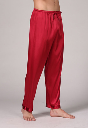 Mens Satin Pajama Pants, Long Pajama Bottoms with Drawstring