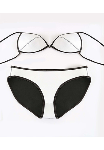 Plain Color Rubber and Neoprene Bikini Set