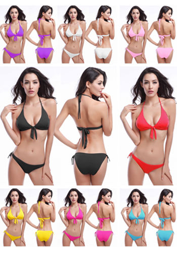 Halter Neck Strap Swimwear With Bow Front