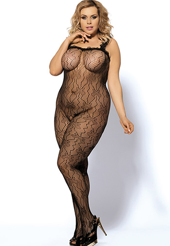 Plus Size Black Lace Bodystocking