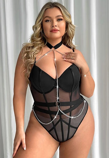 Plus Size Make Them Stare Mesh Teddy