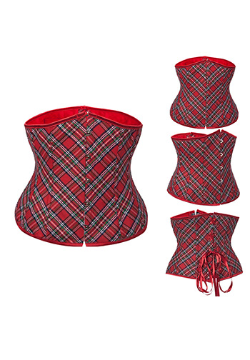 Red Twill Plaid Corset