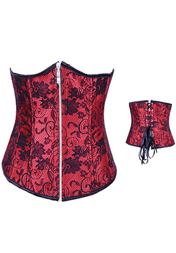 Red lace zipper shape of corsets court sexy lingerie