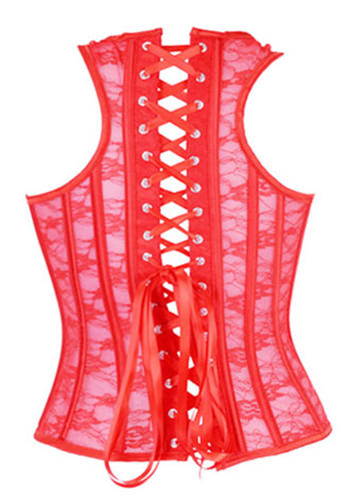 Red Lace Tank Style Boned Corset