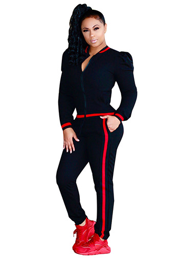 Long Sleeve Zipper Jackets and Bodycon Long Pant Set