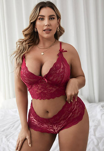 Plus Size Lacy Romance Bra Set