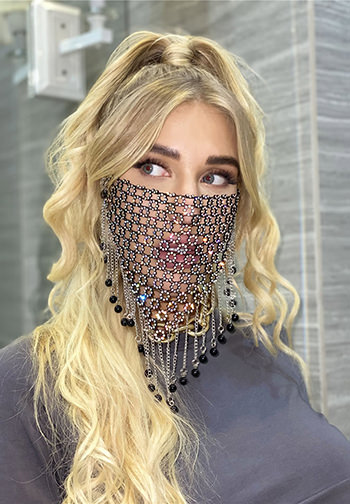 Flora Rhinestone Face Mask