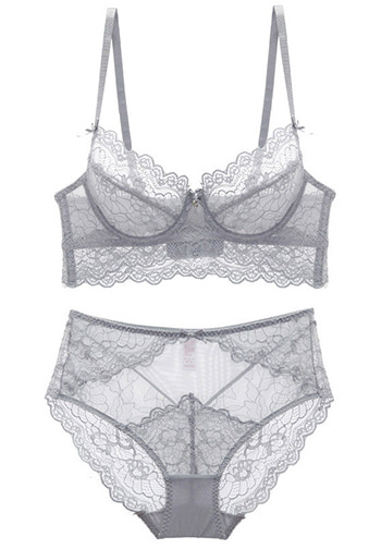 Sexy Unlined Floral Lace Underwire Bra Set