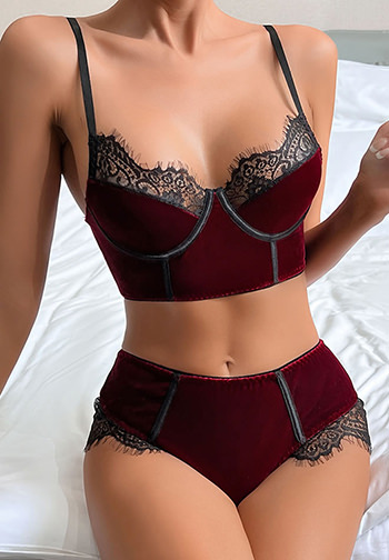 Waist Time Velvet Bra Set