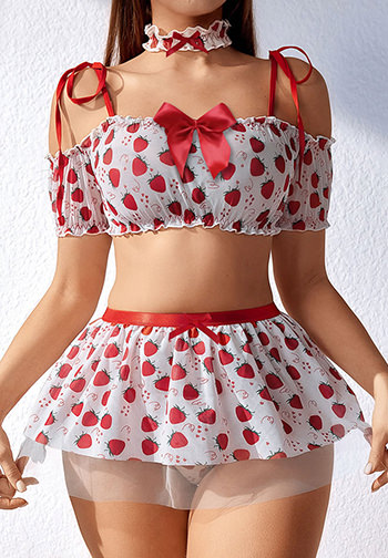 Strawberry Fields Bra and Skirt Set