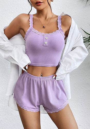 Soft Pajama Sets Cami Top with Pj Shorts 2 Piece Nightwear for Sleeping