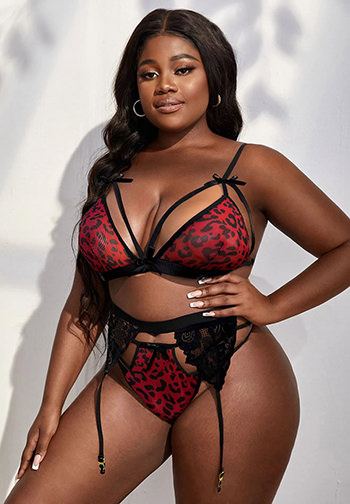 Plus Size Luscious Leopard Bra Set