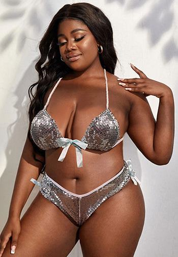 Plus Size Sparkle And Fine Bra Set