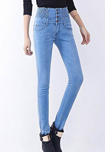 The high waist foot thin body stretch jeans